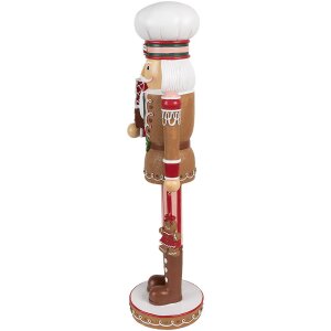 Clayre & Eef 6PR4257 Décoration de Noël Casse-Noisette Marron Rouge 13x12x46 cm Polyrésine
