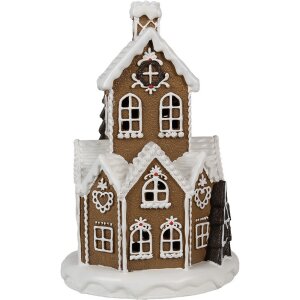 Clayre & Eef 6PR4307 Maison de Noël LED Ø 21x33 cm Marron Rose 3xAAA