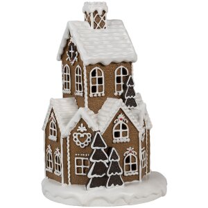 Clayre & Eef 6PR4307 Maison de Noël LED Ø 21x33 cm Marron Rose 3xAAA