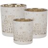 Clayre & Eef 6GL4657 Set de 3 bougies à chauffe-plat blanc or flocons de neige