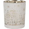 Clayre & Eef 6GL4657 Set de 3 bougies à chauffe-plat blanc or flocons de neige