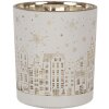 Clayre & Eef 6GL4657 Set de 3 bougies à chauffe-plat blanc or flocons de neige