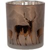 Clayre & Eef 6GL4660 Porte-bougie à chauffe-plat motif cerf brun Ø 7x8 cm verre