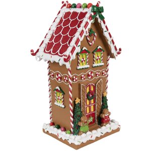 Clayre & Eef 6PR4251 Maison en pain dépices Décoration Marron Blanc 18x14x31 cm