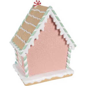 Clayre & Eef 6PR4263 Maison décorative rose 20x16x25 cm Polyrésine Noël
