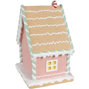 Clayre & Eef 6PR4263 Maison décorative rose 20x16x25 cm Polyrésine Noël