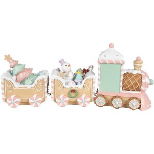 Clayre & Eef 6PR4266 Décoration Train Beige Rose 45x12x19 cm Polyrésine