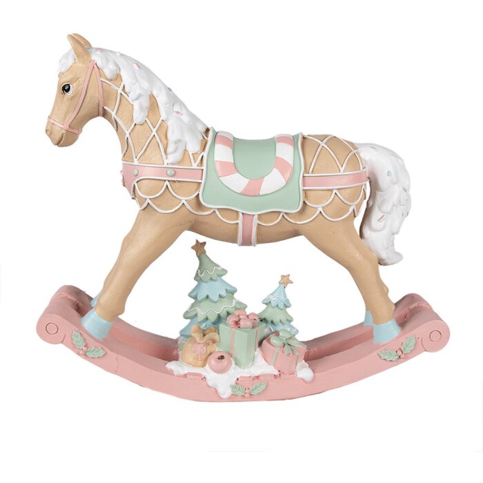 Clayre & Eef 6PR4260 Deko Cheval à bascule Beige 41x10x37 cm Polyresin Landhaus