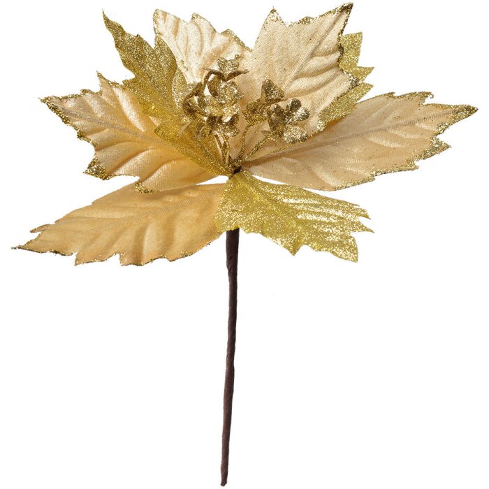Clayre & Eef 65820 Décoration de Noël Fleur Couleur or Ø 21x25 cm Plastique