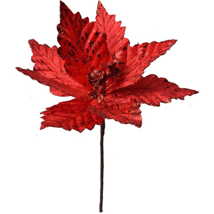 Clayre & Eef 65826 Décoration de Noël Fleur Rouge Ø 23x27 cm Plastique
