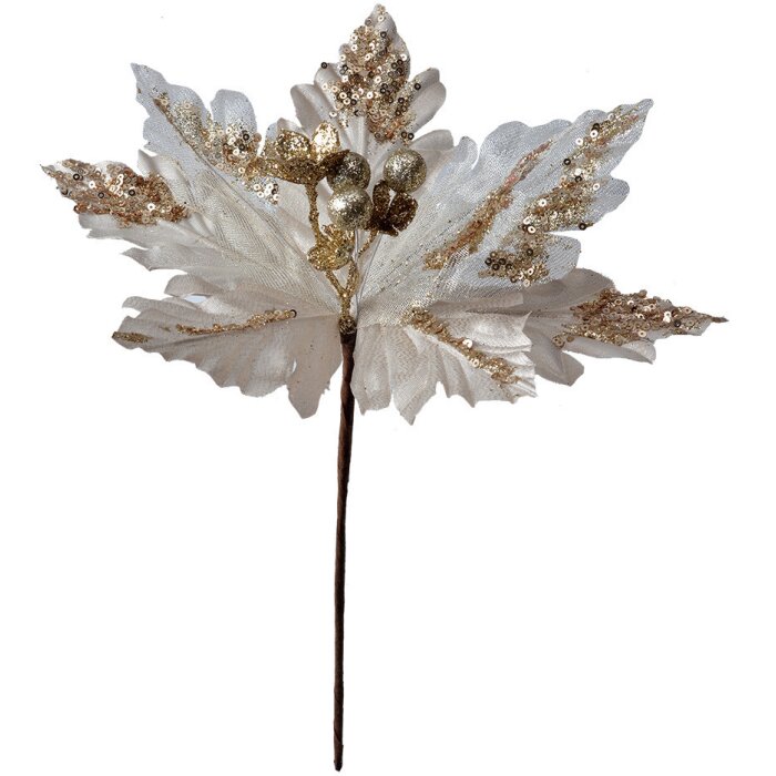 Clayre & Eef 65827 Décoration de Noël Fleur Blanc Beige Ø 25x34 cm