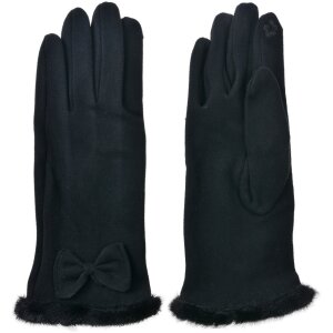 Juleeze JZGL0089Z Gants noir 9x23x1cm avec noeud fourrure...