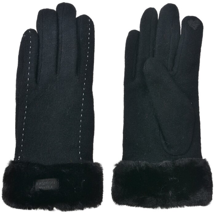 Juleeze JZGL0090Z Gants Noir 9x23x2 cm Fourrure synthétique Polyester Chaud