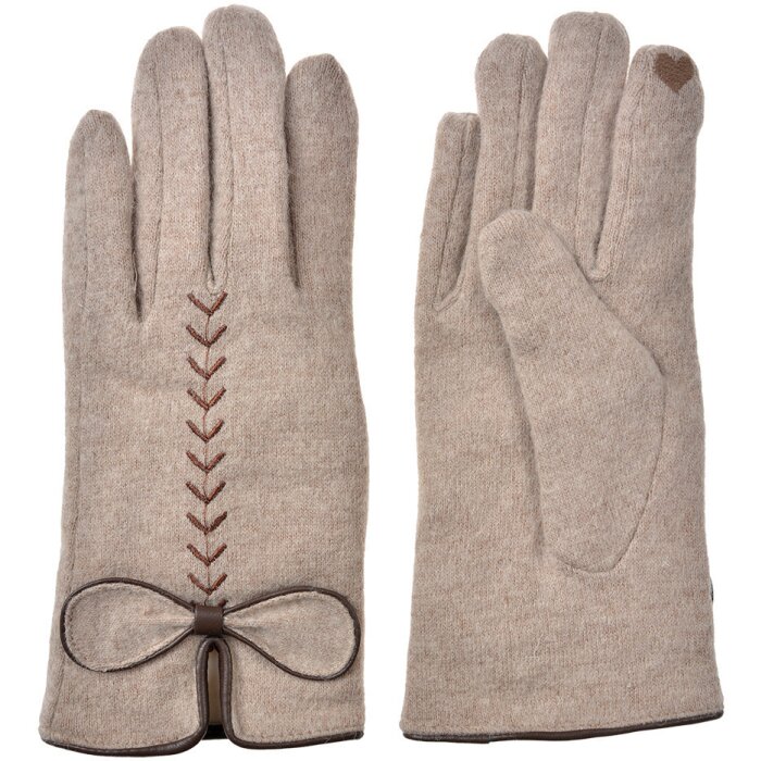 Juleeze JZGL0096BE Gants dhiver beige 9x23 cm Application de nœuds Polyester