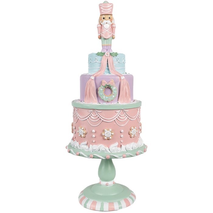 Clayre & Eef 6PR4261 Décoration Gâteau Ø 17x42 cm Rose Polyrésine style rustique