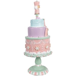 Clayre & Eef 6PR4261 Décoration Gâteau Ø 17x42 cm Rose Polyrésine style rustique