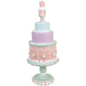 Clayre & Eef 6PR4261 Décoration Gâteau Ø 17x42 cm Rose Polyrésine style rustique