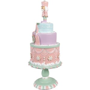 Clayre & Eef 6PR4261 Décoration Gâteau Ø 17x42 cm Rose Polyrésine style rustique