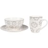 Clayre & Eef LGDDP Petite assiette Motif chien Porcelaine Blanc Gris Ø 20x2 cm
