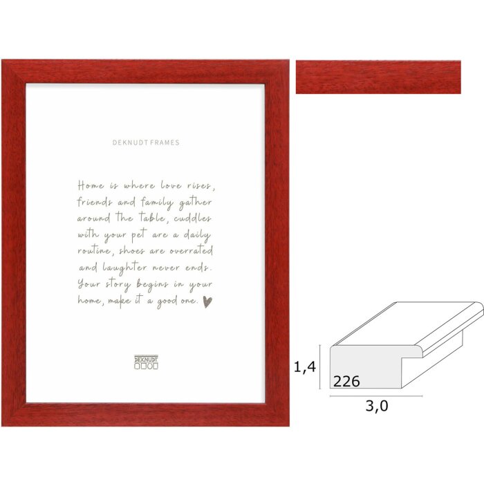 Deknudt S226K4 cadre photo bois rouge 10x15 à 70x100 cm profil plat