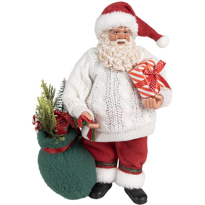 Clayre & Eef 65599 Décorations de Noël Père Noël blanc rouge 18x13x27 cm