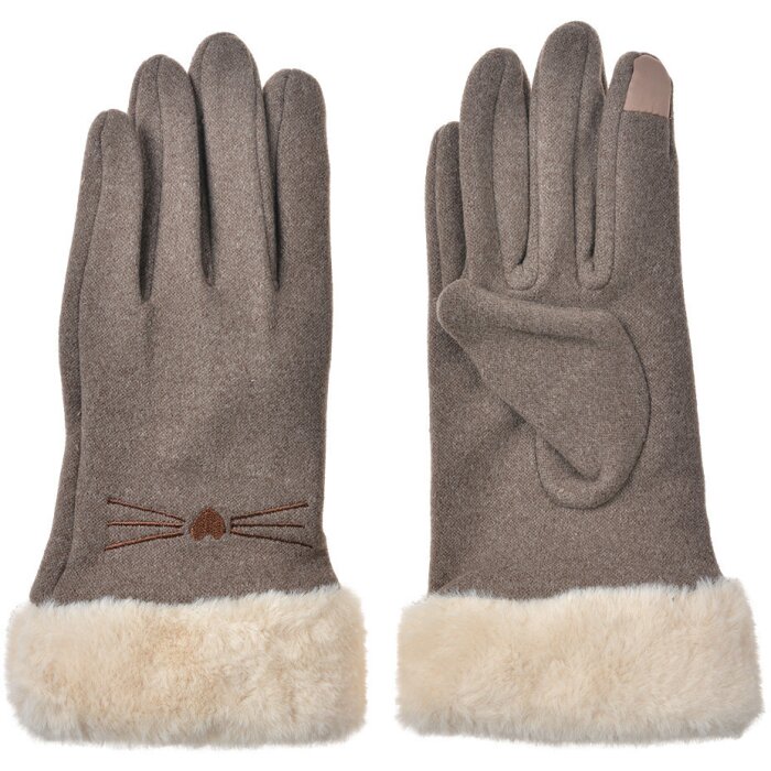 Juleeze JZGL0102KH Gants Marron 9x23x2 cm Doublure en fourrure synthétique douce