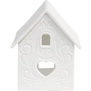 Clayre & Eef 6CE1739 Porte-bougie à chauffe-plat Maison Porcelaine Blanc 7x8x9 cm