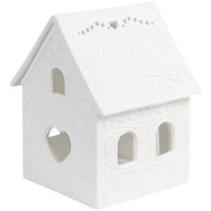 Clayre & Eef 6CE1739 Porte-bougie à chauffe-plat Maison Porcelaine Blanc 7x8x9 cm