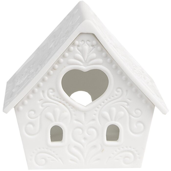 Clayre & Eef 6CE1740 Porte-bougie à chauffe-plat Maison Porcelaine Blanc 9x7x8 cm