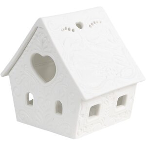 Clayre & Eef 6CE1740 Porte-bougie à chauffe-plat Maison Porcelaine Blanc 9x7x8 cm