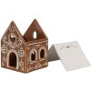 Clayre & Eef 6CE1742 Porte-bougie à chauffe-plat Maison Marron Blanc 7x8x9 cm Porcelaine