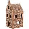 Clayre & Eef 6CE1745 Photophore Petite maison marron blanc 7x7x15 cm