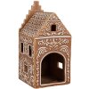 Clayre & Eef 6CE1745 Photophore Petite maison marron blanc 7x7x15 cm