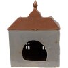 Clayre & Eef 6CE1883 Porte-bougie à chauffe-plat Maison Céramique Gris Marron 16x9x20 cm
