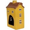 Clayre & Eef 6CE1885 Porte-bougie à chauffe-plat Maison Céramique Jaune 12x8x18 cm style campagnard