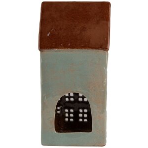 Clayre & Eef 6CE1886 Porte-bougie à chauffe-plat Maison Céramique Gris Marron 15x11x30 cm