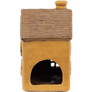 Clayre & Eef 6CE1891 Porte-bougie à chauffe-plat Maison Céramique Jaune 9x9x15 cm style campagnard