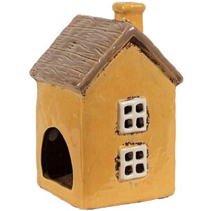 Clayre & Eef 6CE1891 Porte-bougie à chauffe-plat Maison Céramique Jaune 9x9x15 cm style campagnard