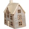 Clayre & Eef 6CE1899 Porte-bougie à chauffe-plat Maison Céramique Gris Beige 15x10x17 cm