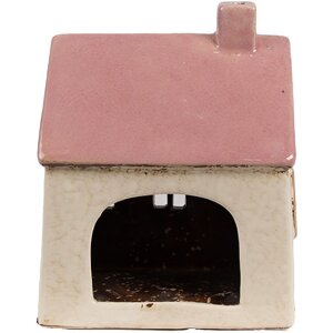 Clayre & Eef 6CE1900 Porte-bougie à chauffe-plat Maison Beige Rose 13x10x16 cm Céramique