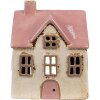 Clayre & Eef 6CE1900 Porte-bougie à chauffe-plat Maison Beige Rose 13x10x16 cm Céramique