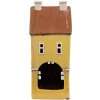 Clayre & Eef 6CE1913 Porte-bougie à chauffe-plat Maison jaune marron style campagnard 11x9x25 cm