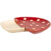 Clayre & Eef 6CE1907 Assiette champignon Céramique Beige Rouge 21x22x3 cm