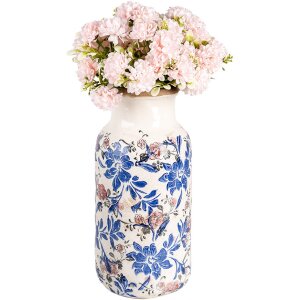 Clayre & Eef 6CE1928L Vase Décor floral Beige Bleu Ø15x32 cm