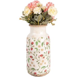 Clayre & Eef Vase 6CE1933L Motif floral fraises Ø 15x32 cm