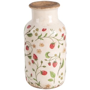 Clayre & Eef 6CE1933M Vase motif fraise Ø 14x26 cm