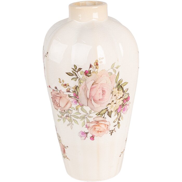 Clayre & Eef 6CE1963S Vase motif floral Ø 17x30 cm