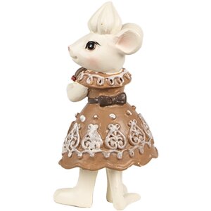 Clayre & Eef 6PR3904GG Décoration Souris avec gâteau Set 2 5x5x11 5x5x10 cm