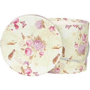 Clayre & Eef 66004 Set de 3 boîtes à chapeau Ø 23/20/17 cm Floral Vintage Design