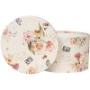 Clayre & Eef 66005 Set de boîtes à chapeau 3 pièces motif floral beige Ø24/22/21 cm